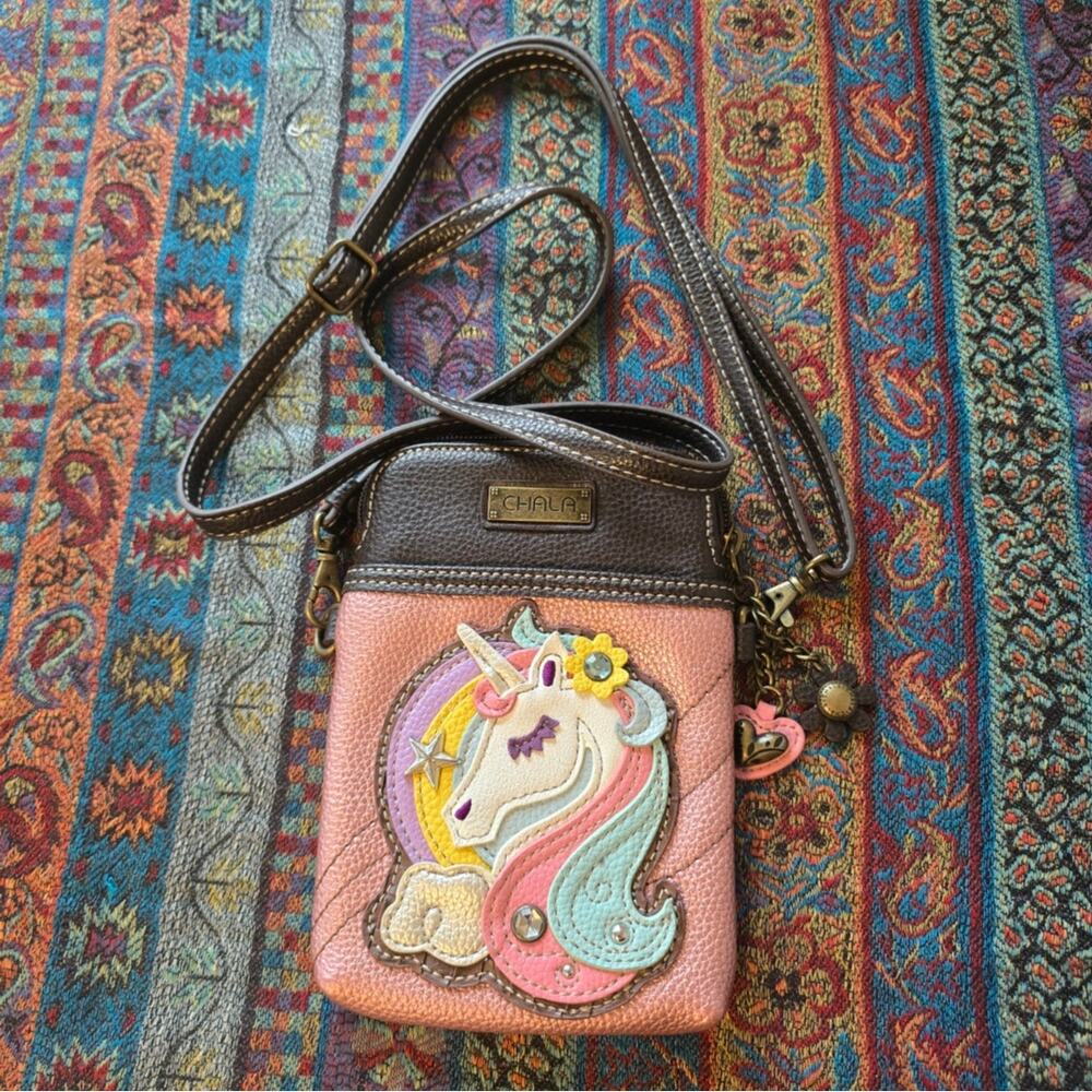 Chala Magic Rainbow Unicorn Leather Cross Body Bag/purse